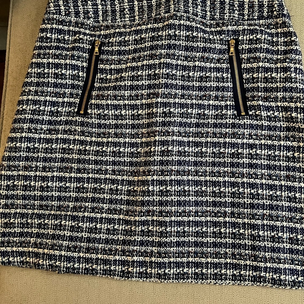 LOFT Black and White Textured Mini Skirt
